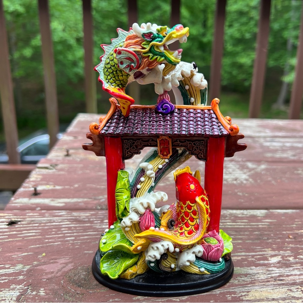 Chinese Traditional Feng Shui Carp Fish Leaping Dragon Gate Statue|Home Decor